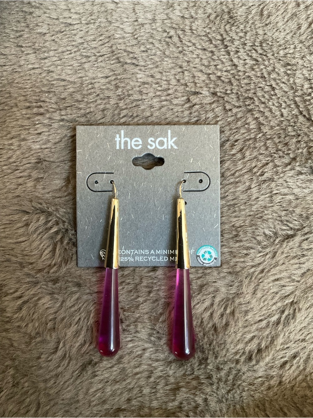 NWT The Sak Faux Amethyst Tube Earrings